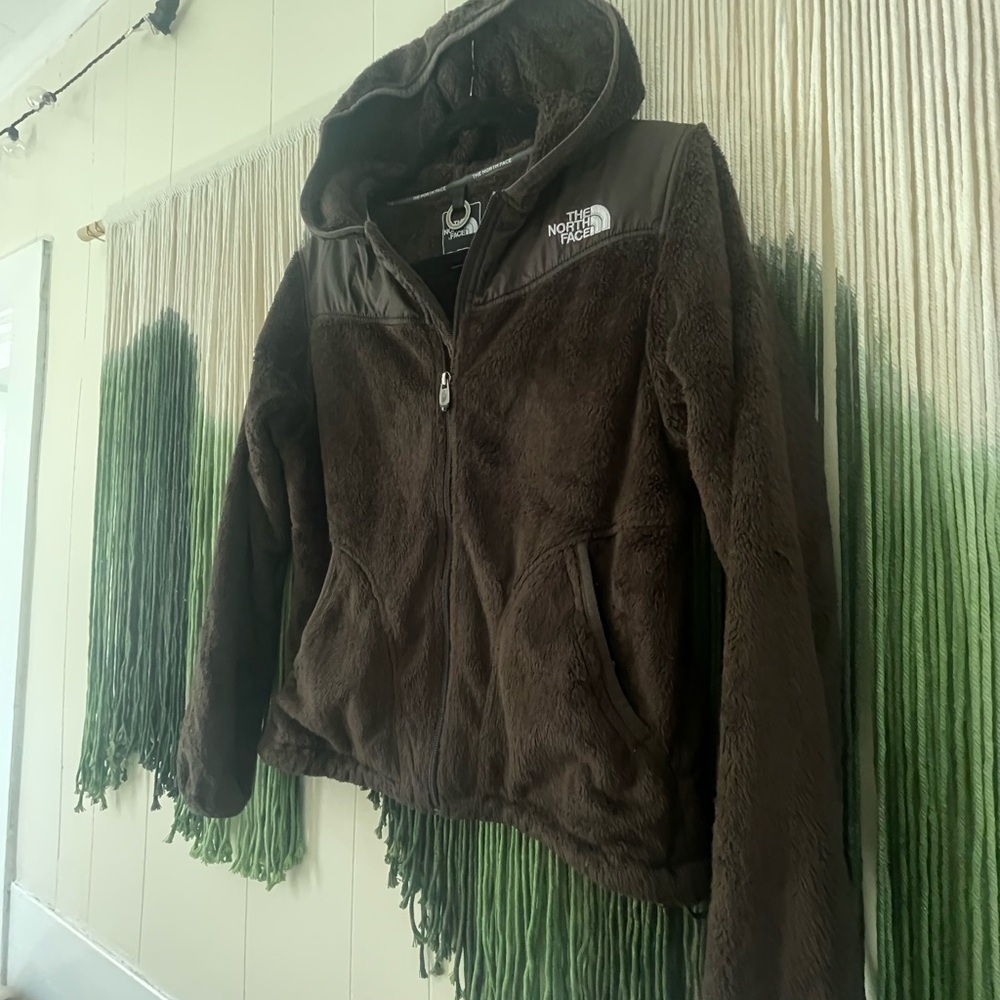 The North Face Brown Teddy Jacket Fleece Zip-Up Fuzzy Cover up Sweater S/P NWOT - Picture 2 of 5